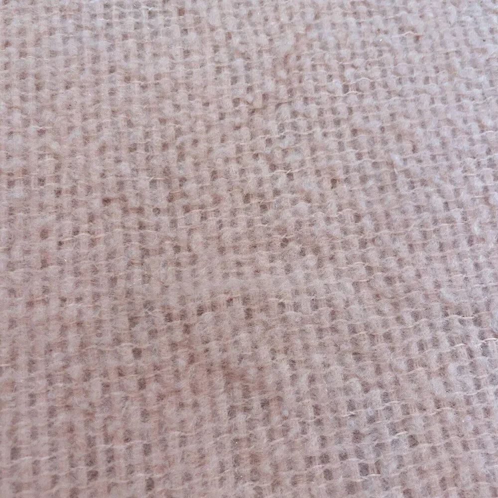 RARE Vintage 1960s Frances N Pink Waffle Weave Satin Edge Blanket 84 x 68 USA